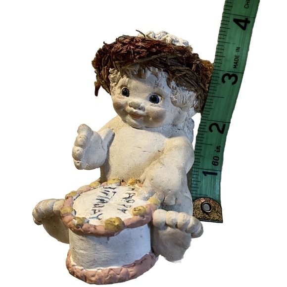 Vintage 1994 Dreamsicles Figurine Sitting Cherub With Birthday Cake 4 Inch - Picture 6 of 7